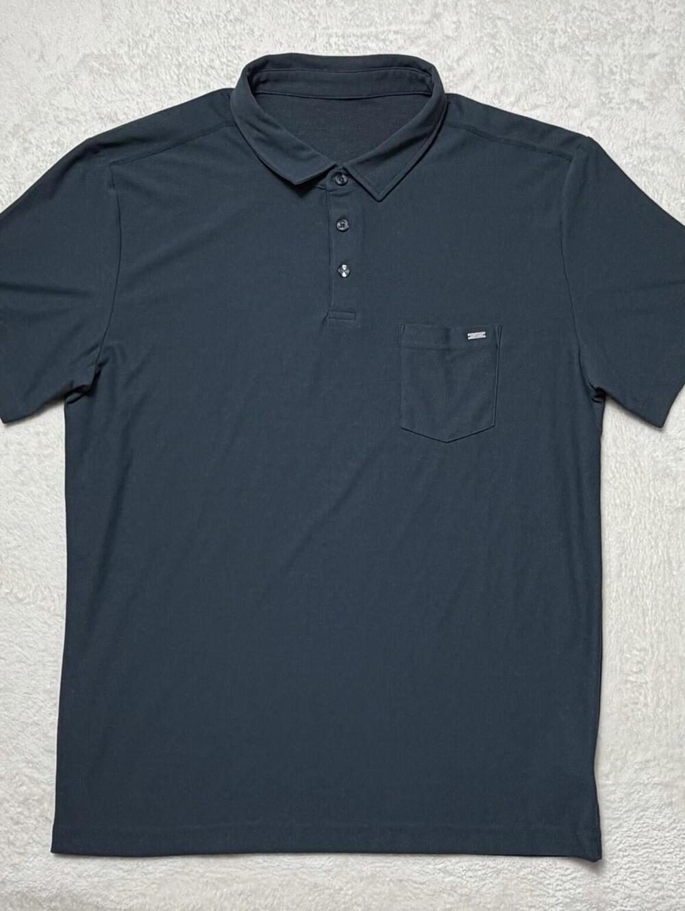 Vuori Men's Polo Shirt Large Gray Pocket Performance Recycled Polyester Blend